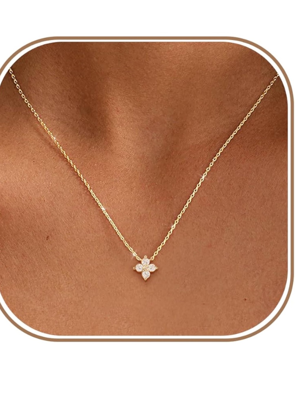 Dainty Birthstone Pendant Necklace 14K Gold Plated Cubic Zirconia new